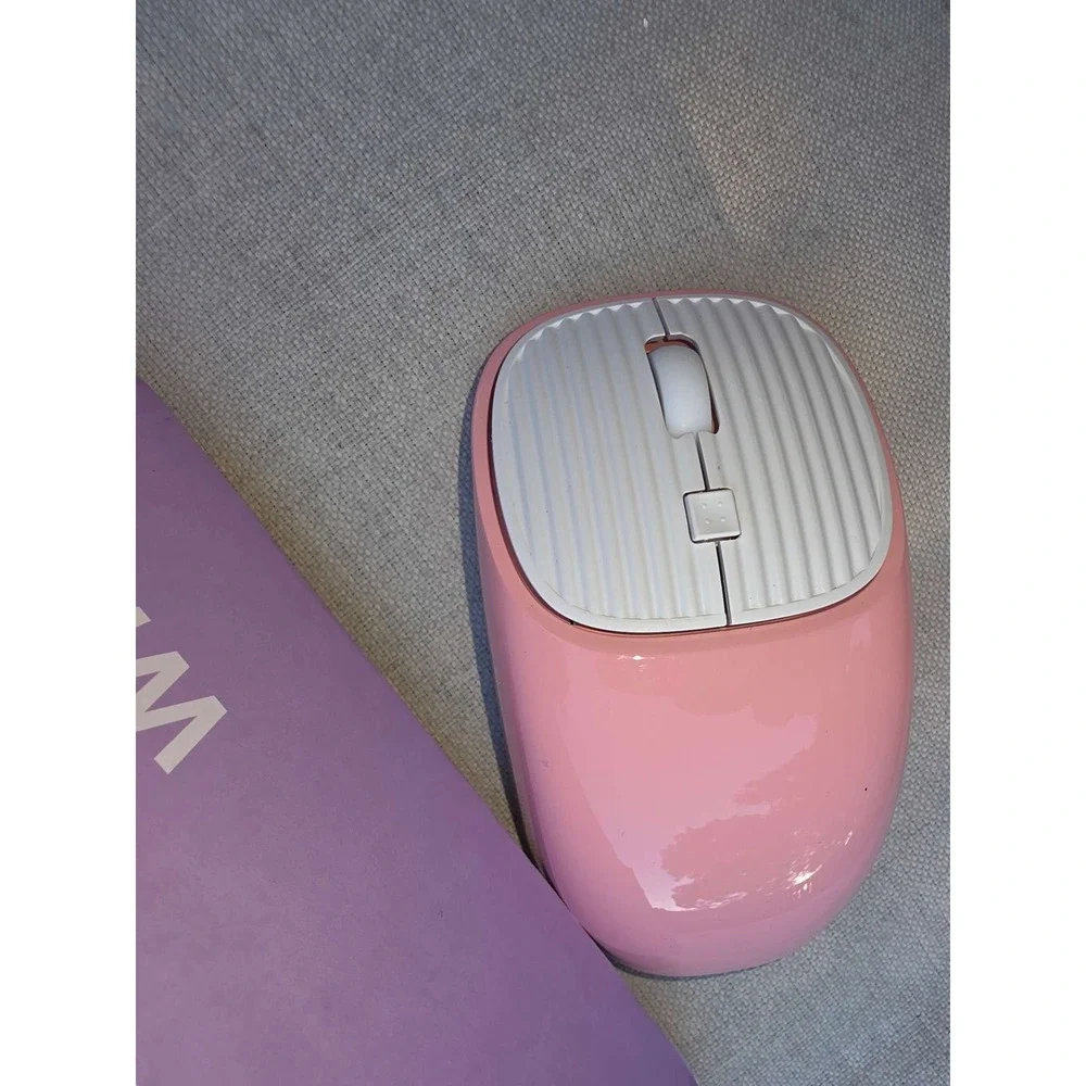 Pink Retro Round Keycaps Full-Size Typewriter Keyboard Mouse Set dongle missing